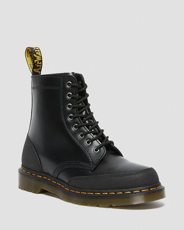 Dr Martens 1460 Guard Panel Leren Veterlaarzen Heren Zwart | NL 295RVD